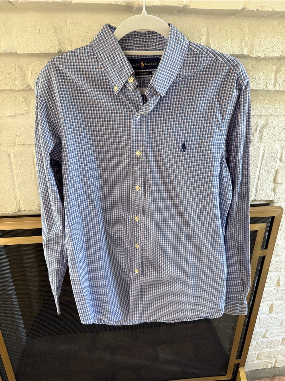 Ralph Lauren Blue and White Gingham Button-Down Shirt